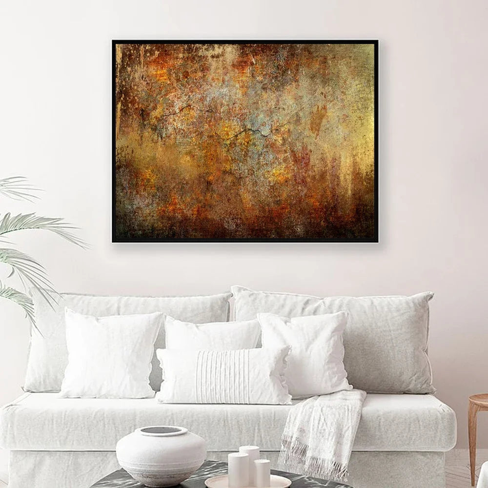 Rust Golden Graffiti Abstract Canvas Paintings Nordic Pastel Poster Wall Art Printings For Home Living Room Decorative Picture