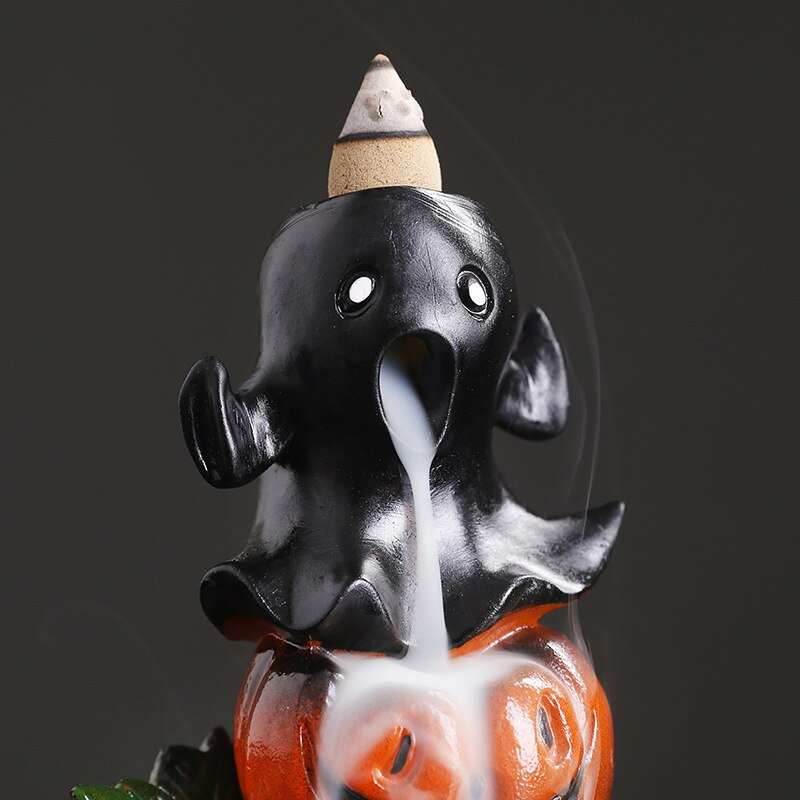 Handmade Halloween Pumpkin Backflow Incense Burner Waterfall - 