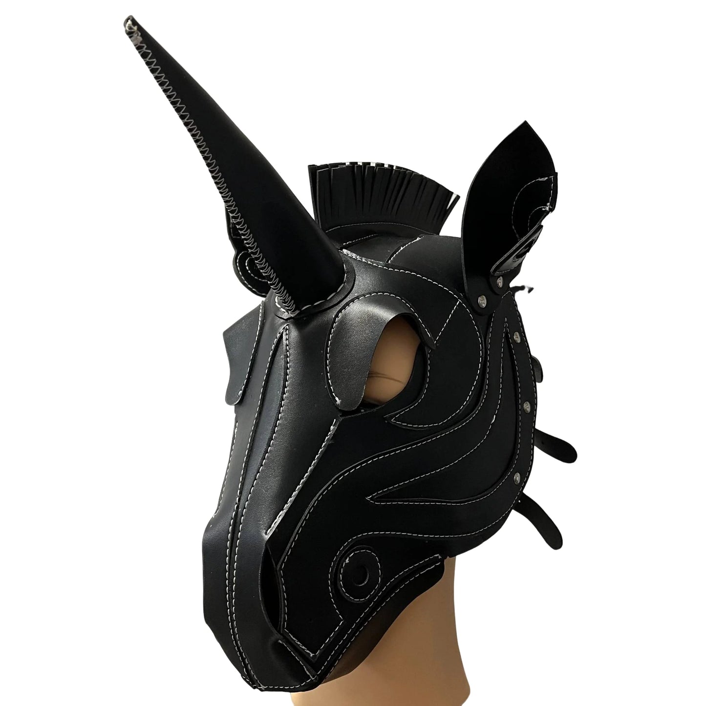 Steampunk style unicorn PU mask adjustable horse-face skirt pullover mask Halloween party dress up accessories cosplay props