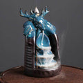 Blue Lucky Deer Ceramic Waterfall Backflow Incense Burner - 