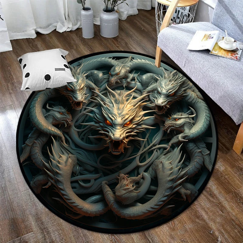 Dragon Art Print Round carpets Chinese  or Mythical  Circular carpet Yoga Mat Living Room Bedroom non-slip Rug
