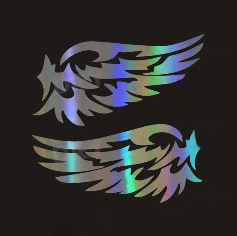 Angel Wings 3D Reflective Car Decal | 2-Piece Waterproof Vinyl Sticker for Cars & Motorcycles