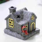 Christmas House Incense Burner - Ceramic Aroma Cone Burner with Chimney Design and Ash Catcher for Table Décor - gold / CHINA