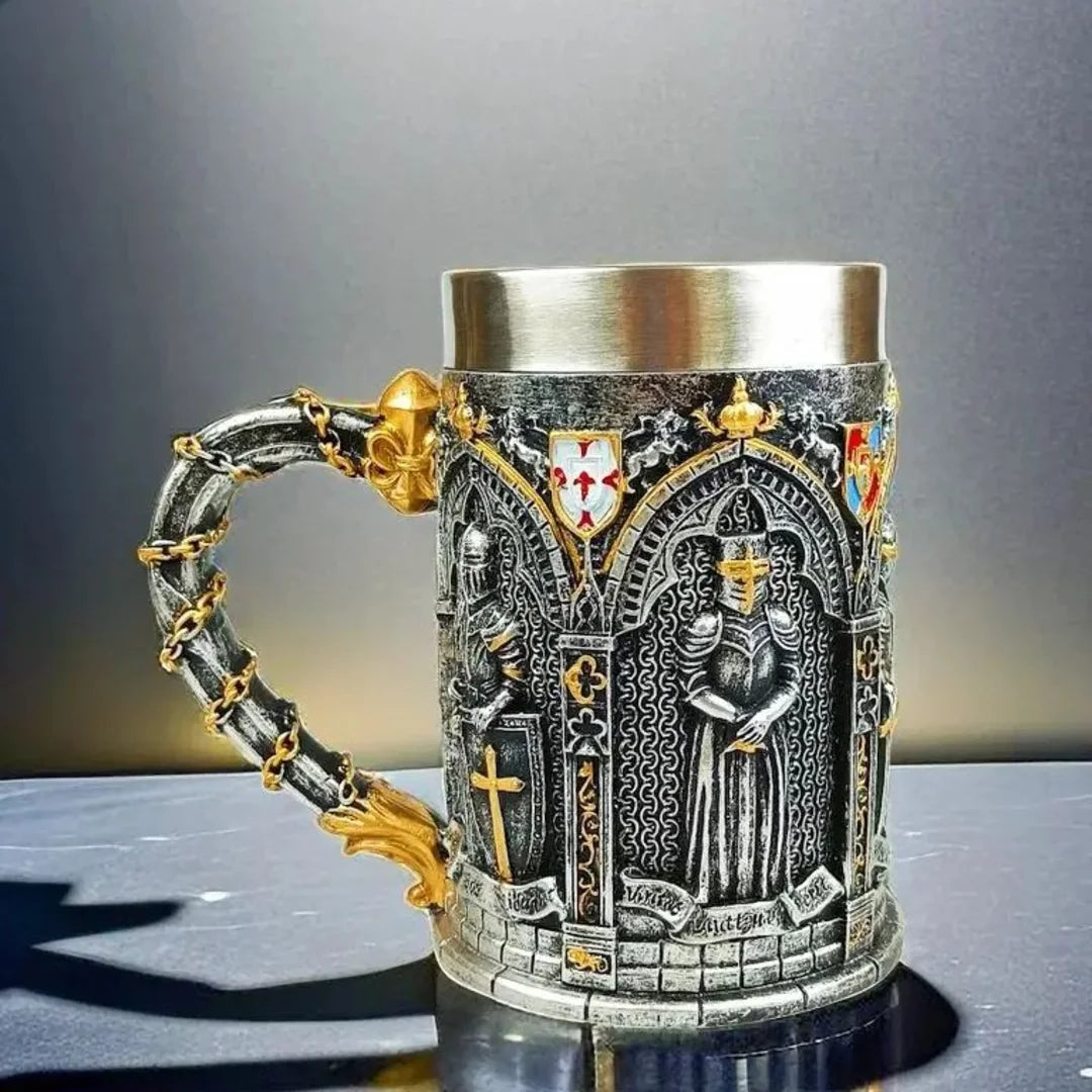 Large soldier Coffee mug , Medieval style Drinkware，Tazas de café,Stainless steel Botella de agua Tazas.