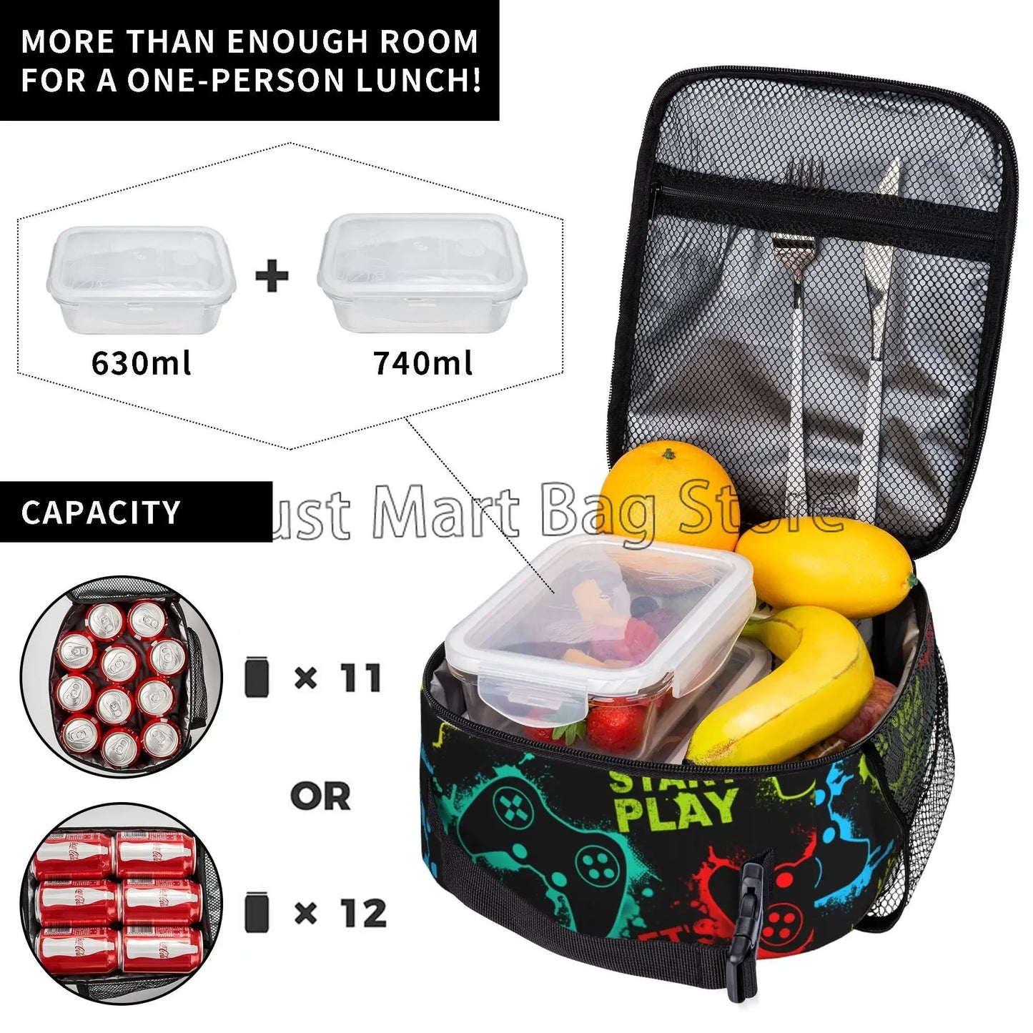 Controlador de videojuegos lonchera aislada Gamepad impermeable portátil térmico Bento bolsa de almuerzo para viajes escolares Picnic playa