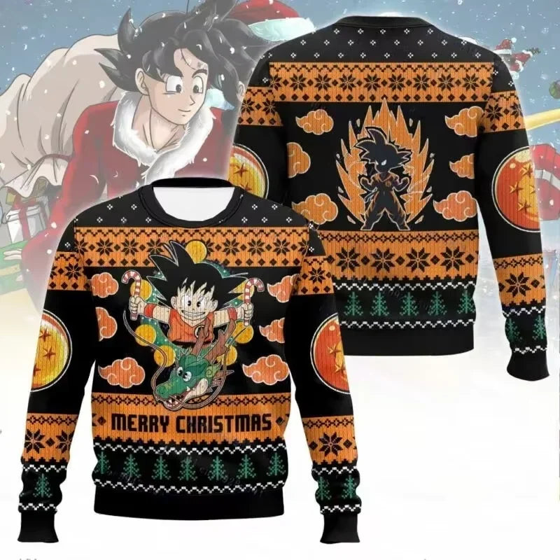 Dragon Ball 3D Sweatshirt: Goku Saiyan Christmas Jersey Men Kids