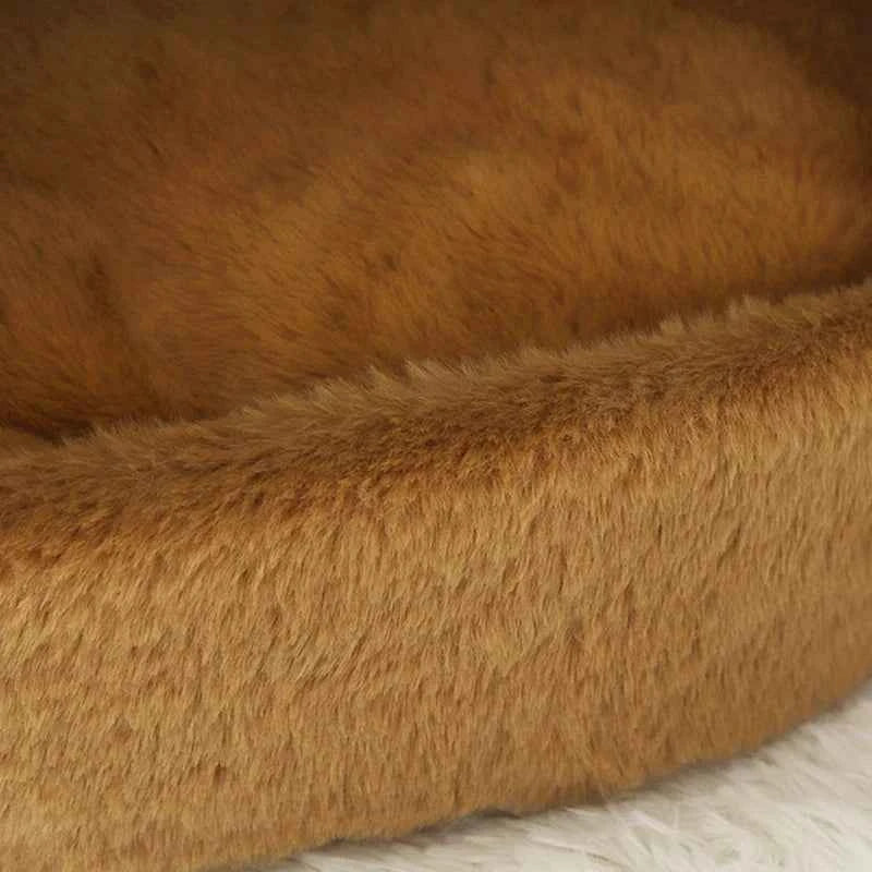 Kawaii Bear Cat Cave House – Soft Velvet & Plush Winter Warm Indoor Kitten Nest (S & M)