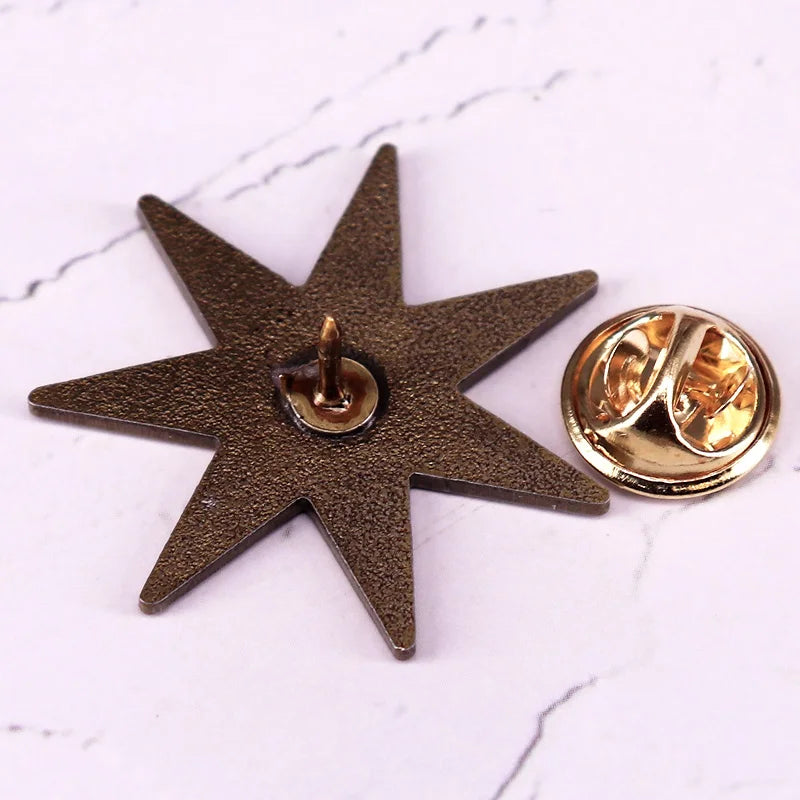 Badge étoile à sept branches, épingle en émail heptagramme, broche en métal Vintage, bijoux cadeau