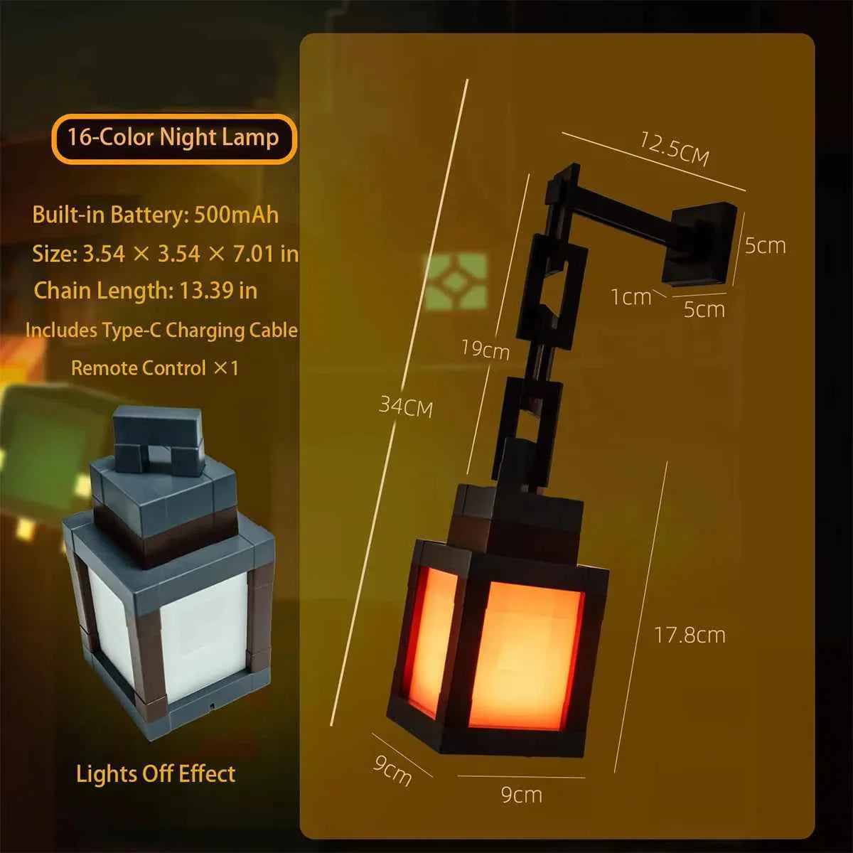 Pixel Design Led Night Light Type-C Rechargeable Remote Rgb