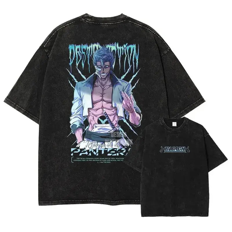 Bleach Aizen Sousuke Harajuku Washed Graphic T-Shirt