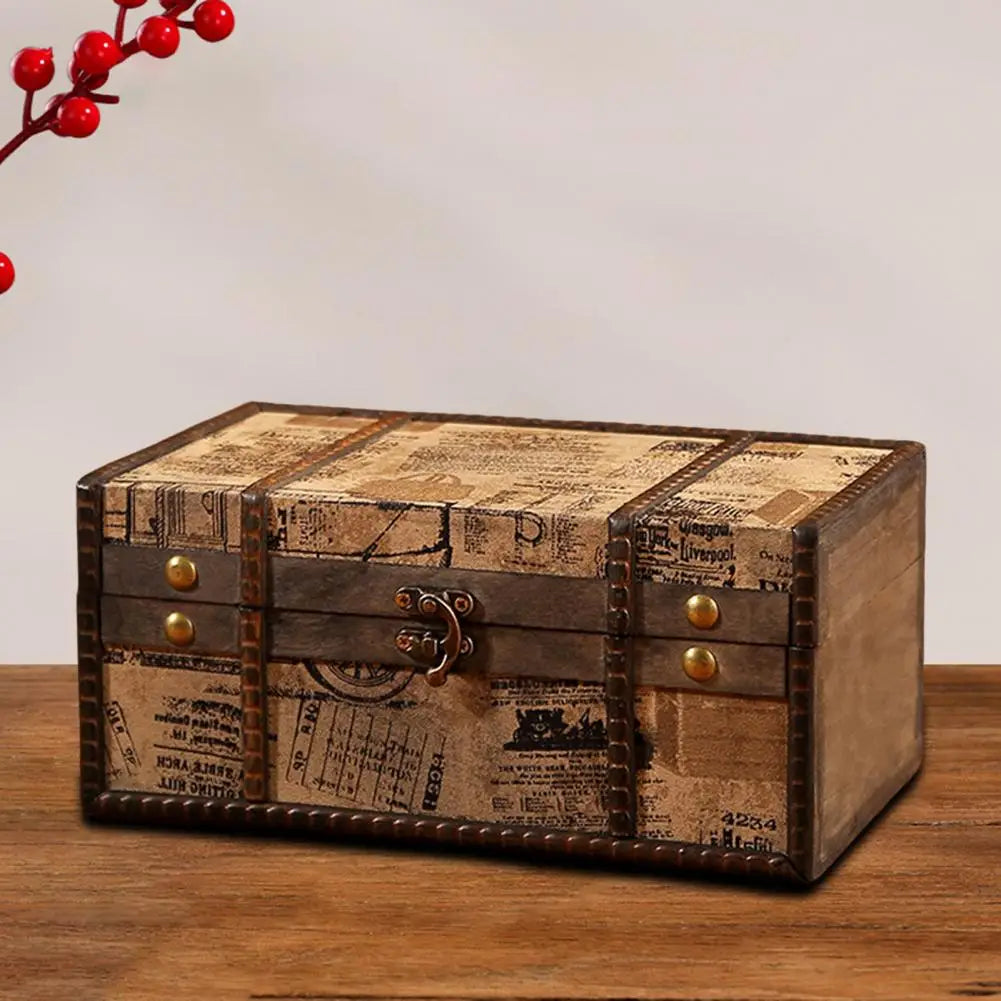 Treasure Chest Vintage British Style Treasure Chest Large Capacity Jewelry Box  Jewelry Packaging Box Earring Necklace Storage
