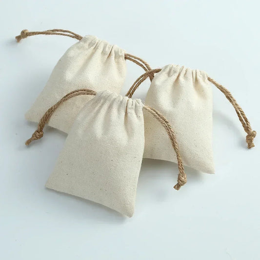 Cotton Burlap Jewelry Packaging Pouches Organizer Wedding Christmas Party Candy Bag Present Mariage Jute Drawstring Gift Bag