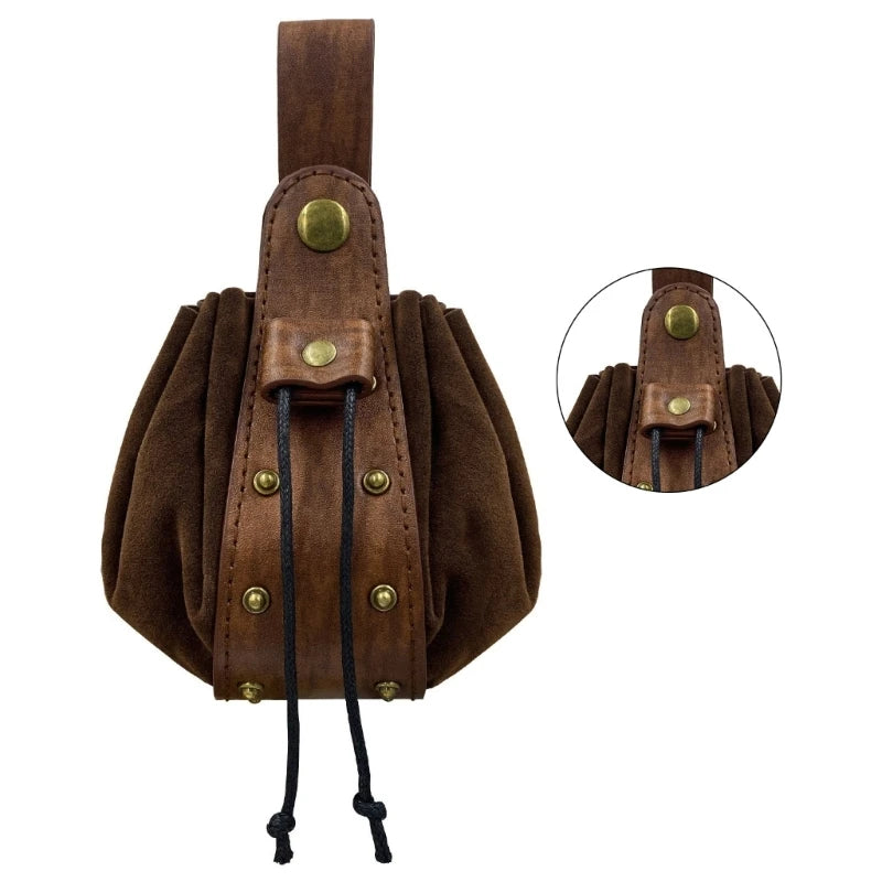 Ceinture en cuir PU médiéval, sac de taille Vintage, sac à cordon Portable, porte-monnaie, accessoire de Cosplay et de fête d'halloween