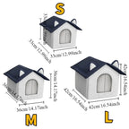 Outdoor Insulated Cat House – Windproof Waterproof Pet Shelter with Enclosed Door & Moisture-Proof Base, Grey (S–L)
