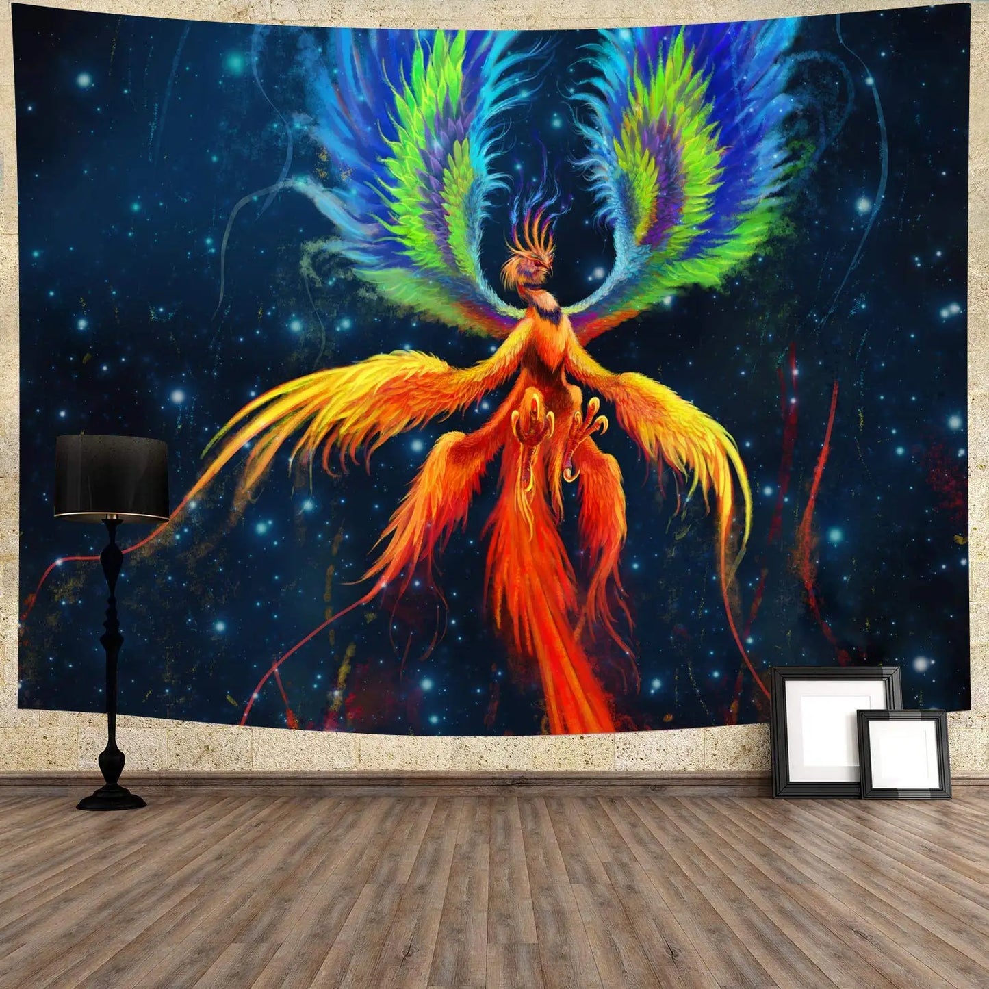 Tapiz de fantasía con diseño de pájaro Fénix, tapiz hippie de Anime rojo, tapiz estético fresco para colgar en la pared para dormitorio, decoración del hogar