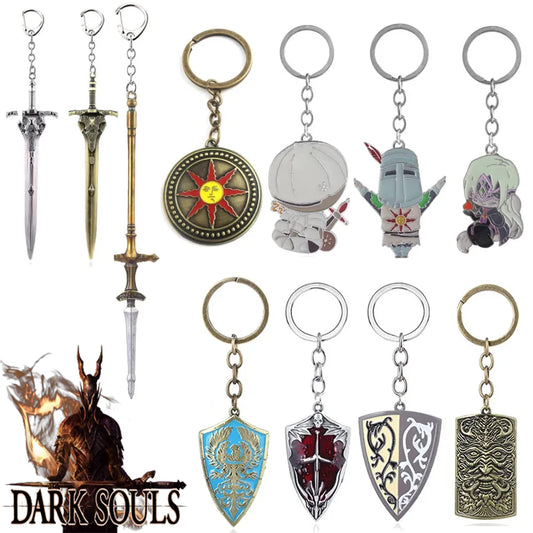 Jeu Dark Souls Artorias épée porte-clés soleil chevalier bouclier Ornstein épée Smough marteau porte-clés pendentif Cosplay bijoux cadeaux