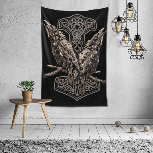 Décor de tapisserie murale Corbeaux d’Odin