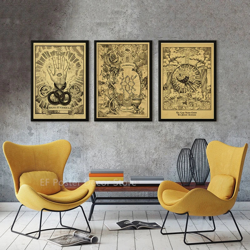 Medieval Witchcraft Poster Painting Magic and Mysterious Wall Art Picture Spells Home Room Club Decor Vintage Aesthetic Printis