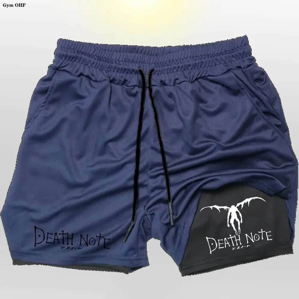 Death Note Gym Shorts: Dominate Your Workout with Dark Precision! - Navy Bl / M