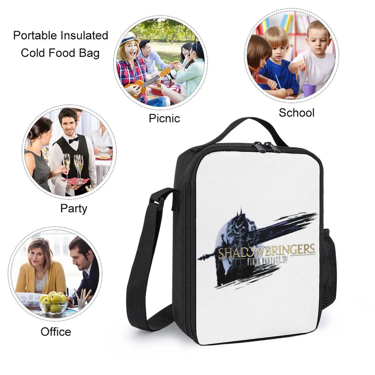 3 in 1 Set 17 Inch Backpack Lunch Bag Pen Bag Final Fantasy XIV Shadowbringers Logo For Secure Novelty Comfortable  Schools Lunc