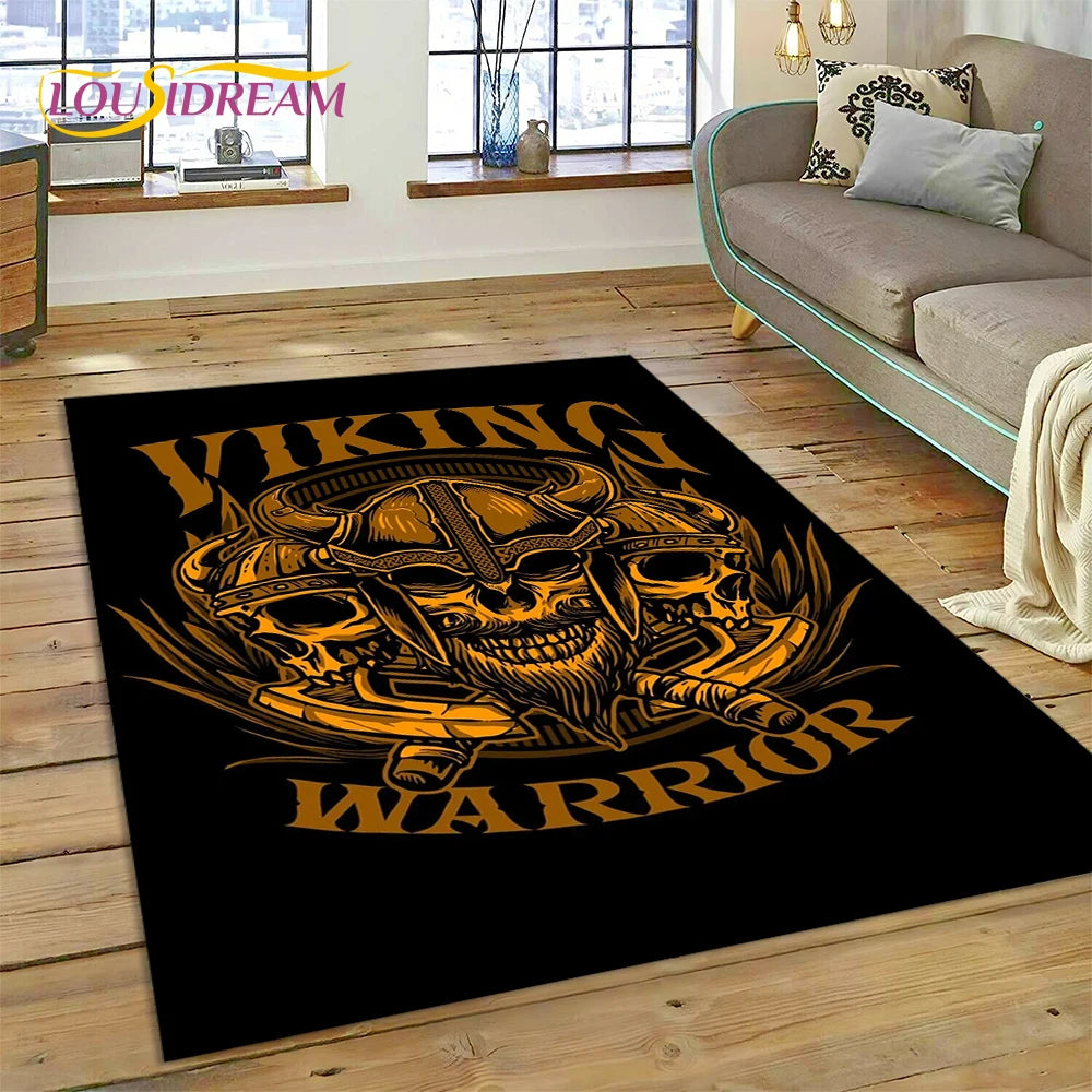 Nordic Viking Mythology Odin Valhalla Carpet Rug for Home Living Room Bedroom Sofa Doormat Decor,kid Area Rug Non-slip Floor Mat