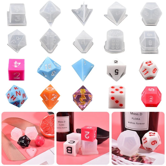 DIY 7 Shapes Dice Fillet Square Triangle Dices Silicone Mold Board Game Polyhedron Digital Dice Crystal Epoxy Resin Mould