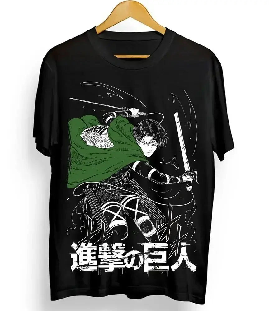 Levi Shingeki T-shirt: Attack on Titan Horror Y2K Top
