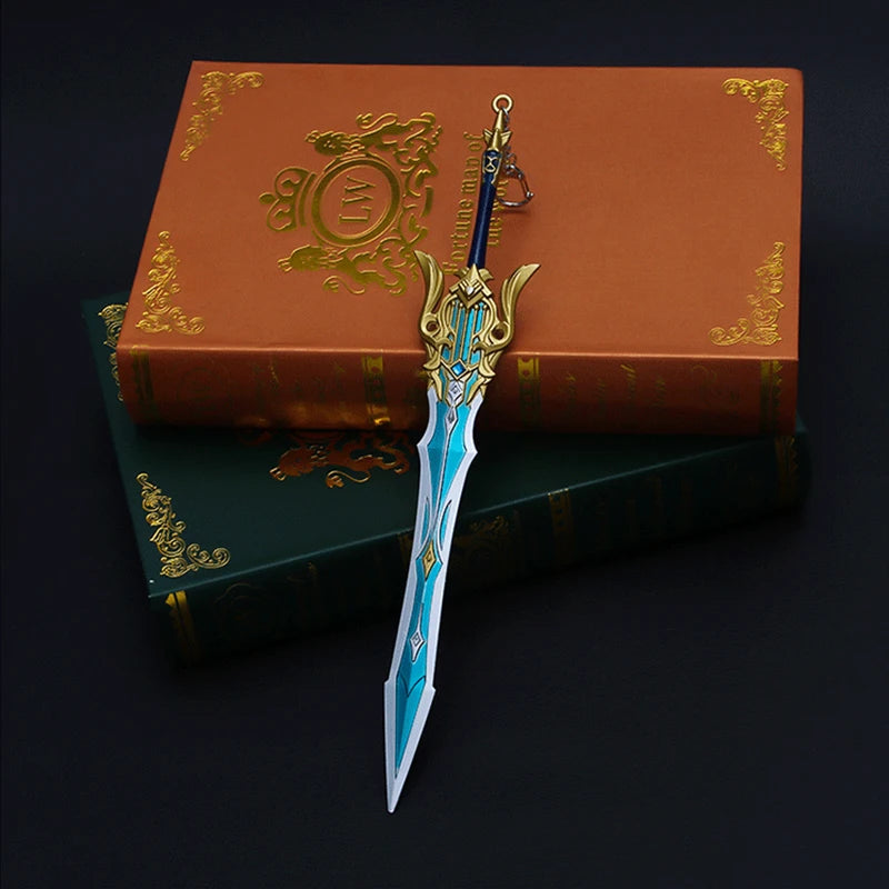 22cm Song of Broken Pines Eula Keychain Genshin Impact Chinese Mobile Game Peripheral Metal Great Sword Weapon Model Toys Crafts