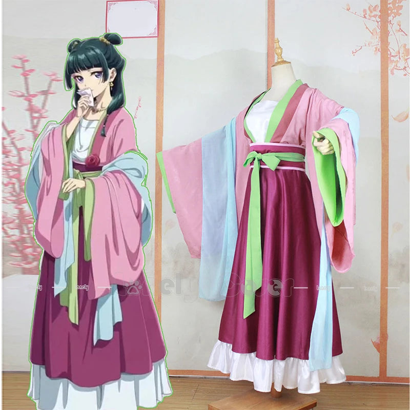 Maomao-Disfraz de Cosplay de Anime, diarios del boticario, Hanfu, uniforme de antigüedad, collar, pendientes, horquillas, niñas y mujeres