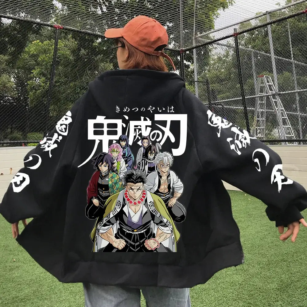 Demon Slayer Zipper Hoodie 2025 Harajuku Sweatshirt