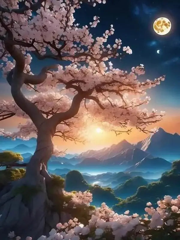 Moon Cherry Blossom Tree Diamond painting