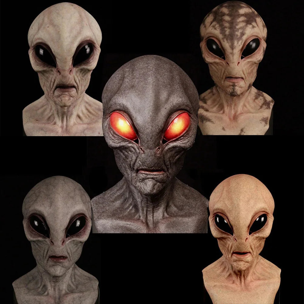 Halloween Alien Mask Cosplay Horror UFO Skull Latex Masks Helmet Carnival Dress Up Party Costume Props