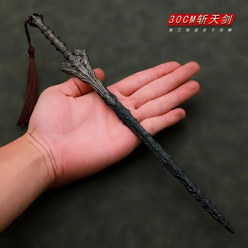 30cm|22cm Slaying Heaven Sword Keychain Till The End of The Moon Chinese Style Ancient All-metal Model Home Ornament Collections