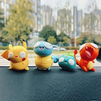 8 PCS Silly Pokemon Mini Figurine Set, Pikachu Bulbasaur Charmander Squirtle Cute PVC Action Figures