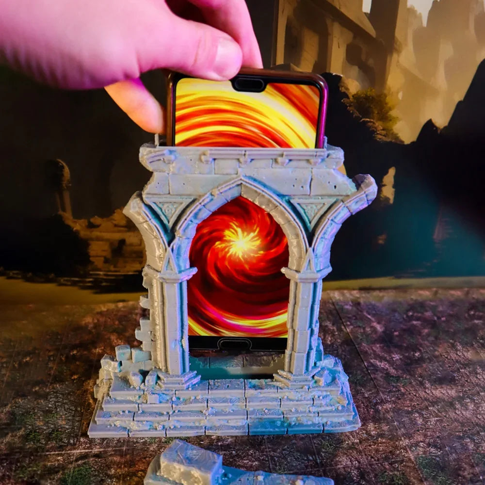 Portal de arco en ruinas Insertar TELÉFONO para efectos de vídeo animados mágicos mágicos Juego de rol de terreno de mesa D&amp;D Dragones y mazmorras