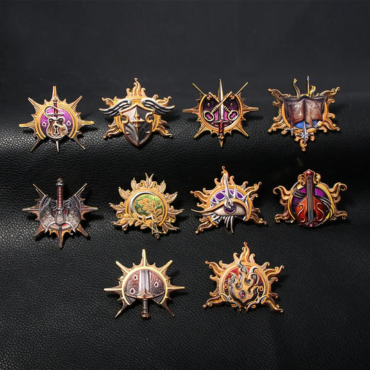 Juego Baldur's Gate 3 insignia de Cosplay Pins bárbaro luchador Warlock broches de Metal Unisex Pin de solapa accesorios joyería