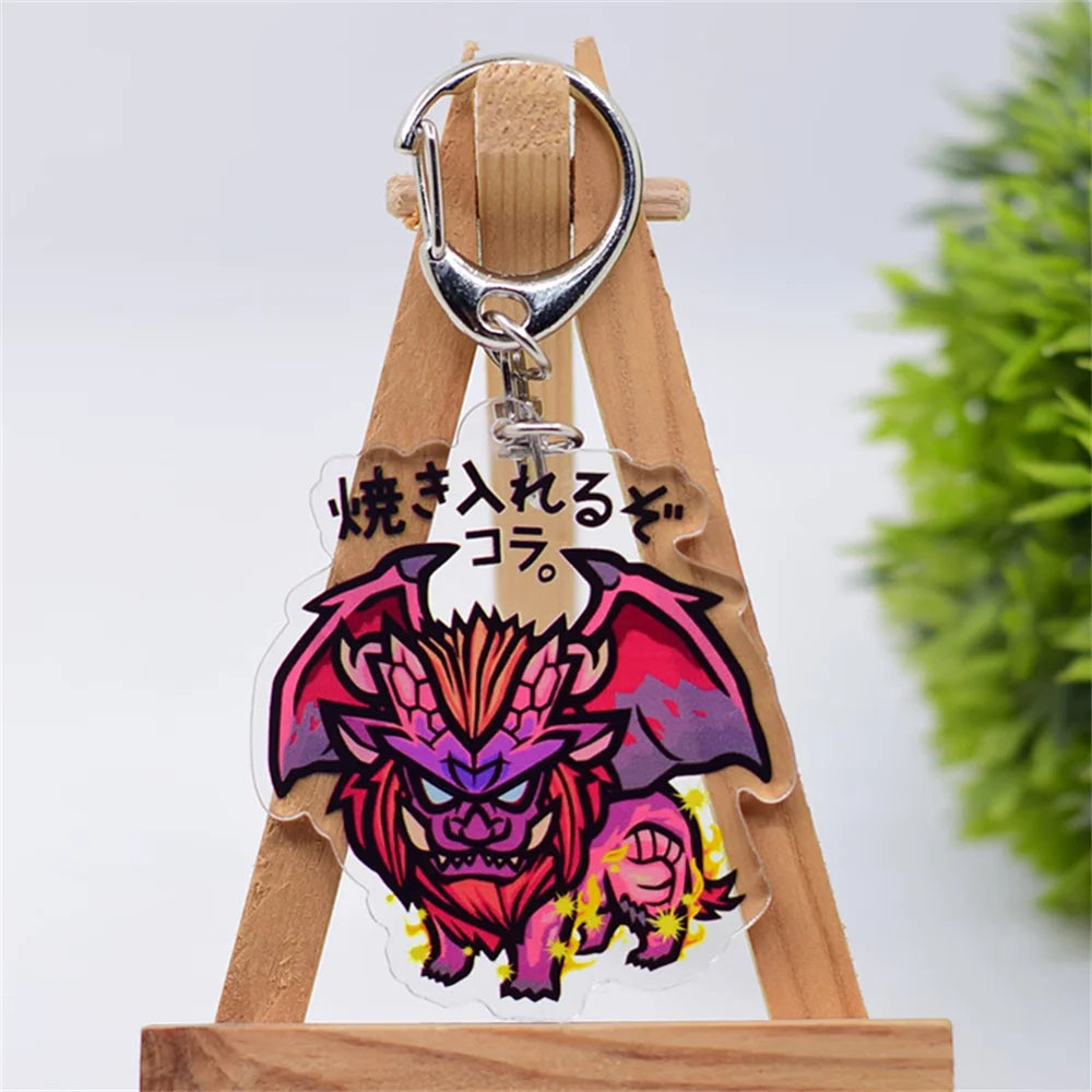 6cm Game Monster Hunter Acrylic keychain 6cm student bag bag small pendant small gift decoration