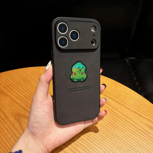 Anime Cartoon Bulbasaur Leather Texture Laser Phone Case For iPhone
