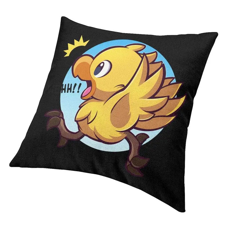 Housse de coussin personnalisée Chocobo, aventure d'oiseau jaune, décoration imprimée, couverture de jeu scientifique Final Fantasy pour salon