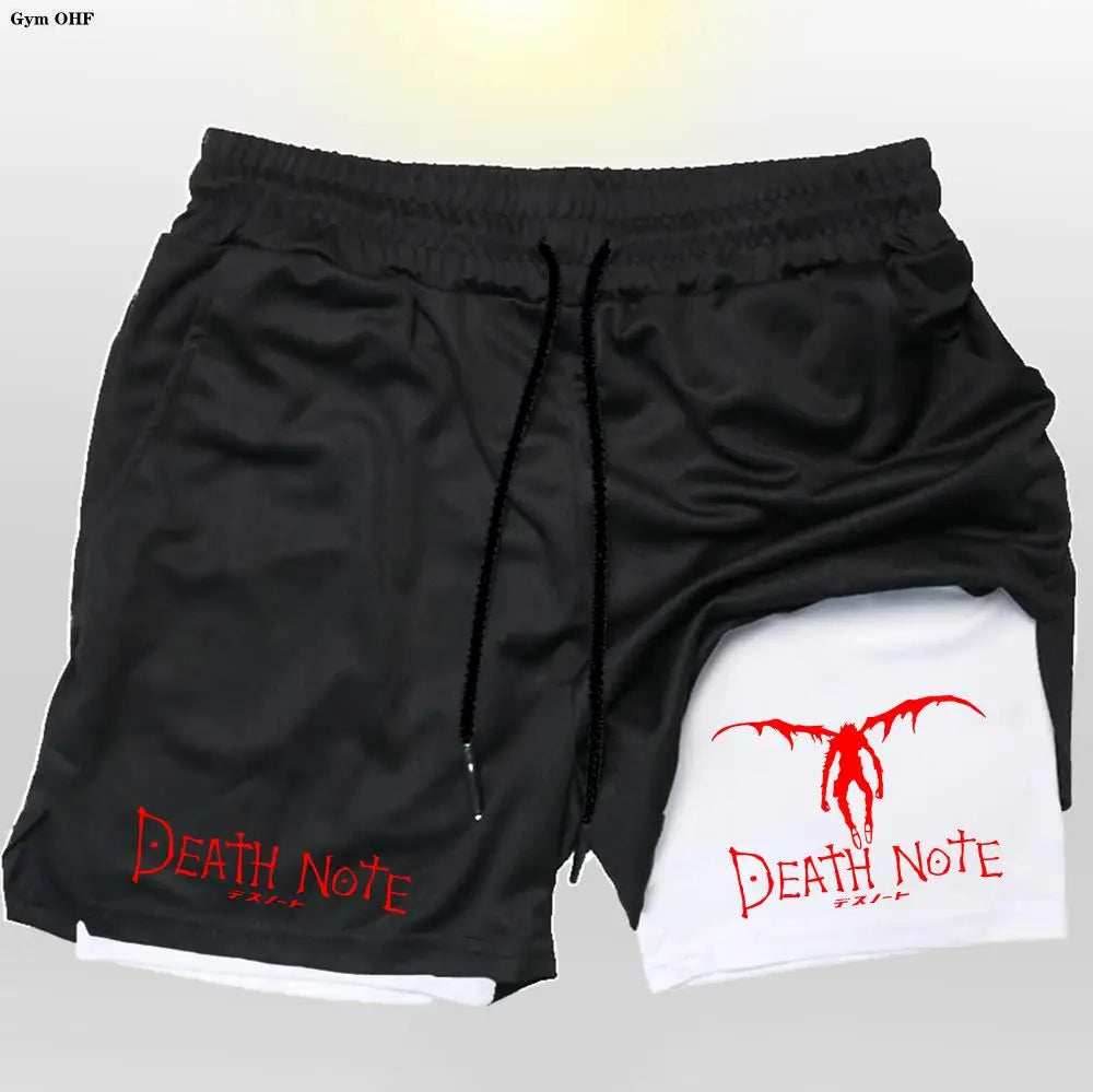 Death Note Gym Shorts: Dominate Your Workout with Dark Precision! - Black White 2 / M