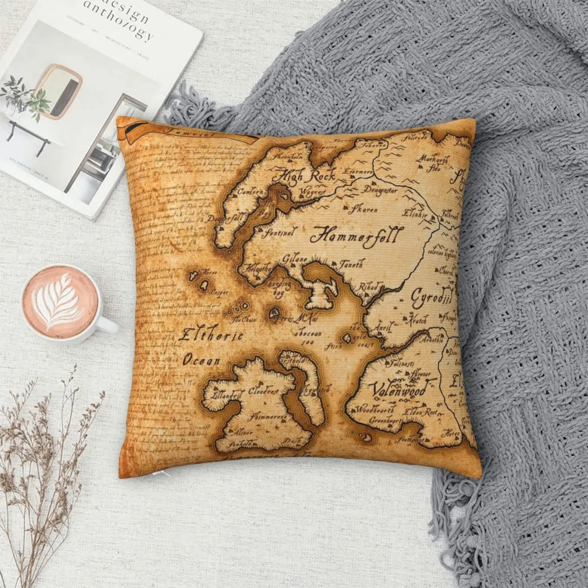 Map Of Tamriel Elder Scrolls IV Oblivion Pillowcase Polyester Linen Velvet Printed Decor Throw Pillow Case Home Cushion Cover