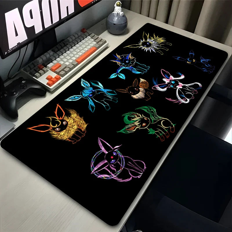 Kawaii Japan Anime Mouse Pad PC Colorful E-eevee Gamer Cabinet Mousepad XXL P-pokemon Keyboard Rug Laptop Gaming Rubber Desk Mat