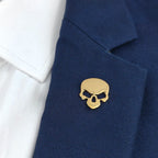 New skull men's lapel pin, 316L stainless steel gold-plated badge, black brooch for suit accessories, gift for father