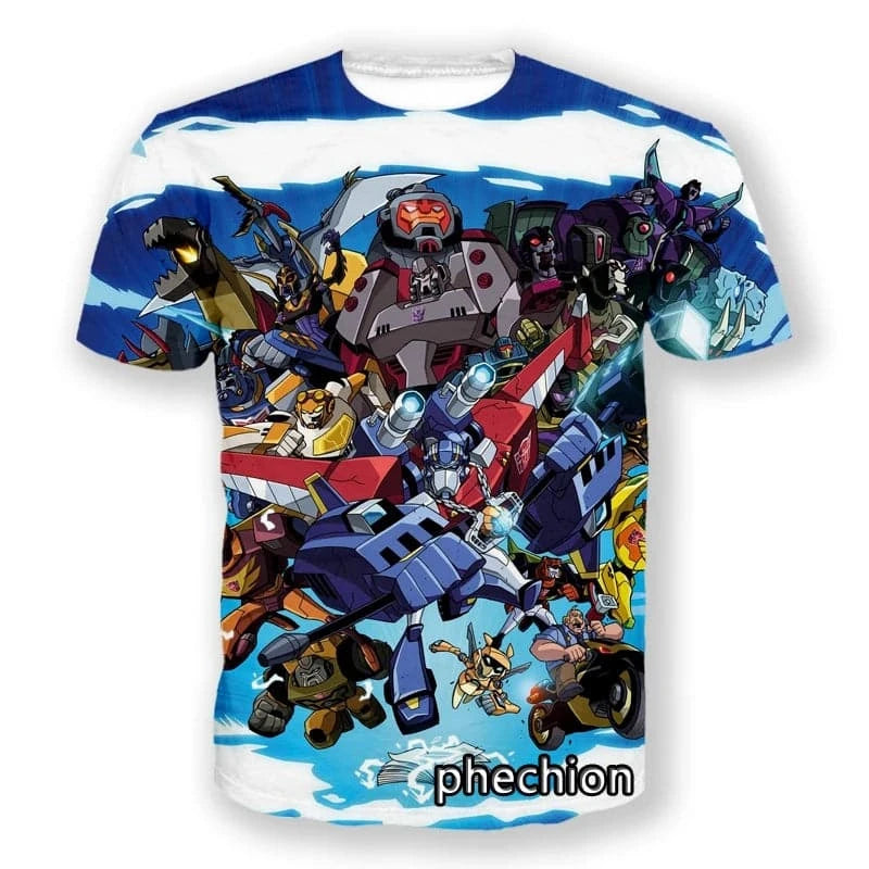 phechion New Men/Women Transformers 3D Printed Short Sleeve T-Shirt Fashion T Shirt Sport Hip Hop Summer Tops L105