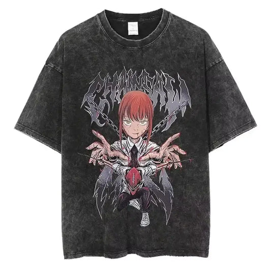 Chainsaw Man Vintage T-shirt Washed Cotton Tee