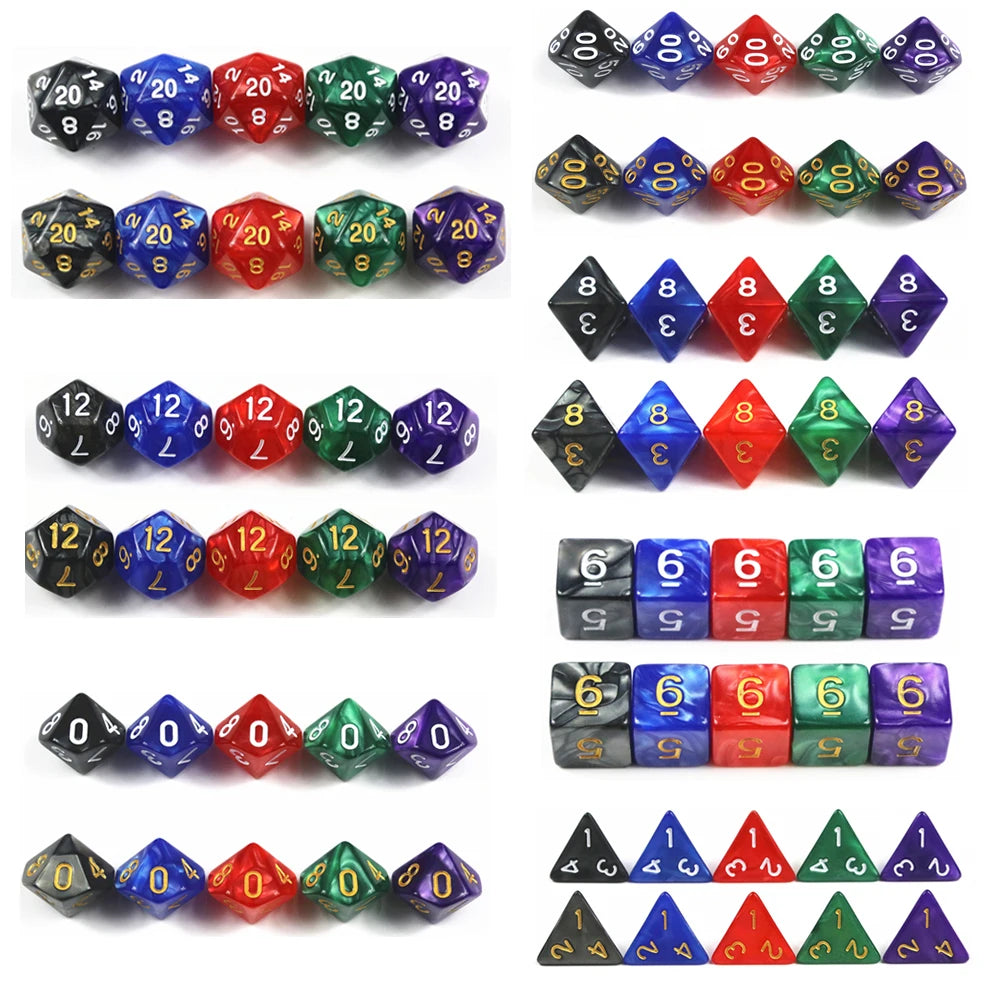 10Pcs Dice D20 Funny DND Game RPG Polyhedral Cube Multi Sides Marble Digital Dice Set Board Game Accessories