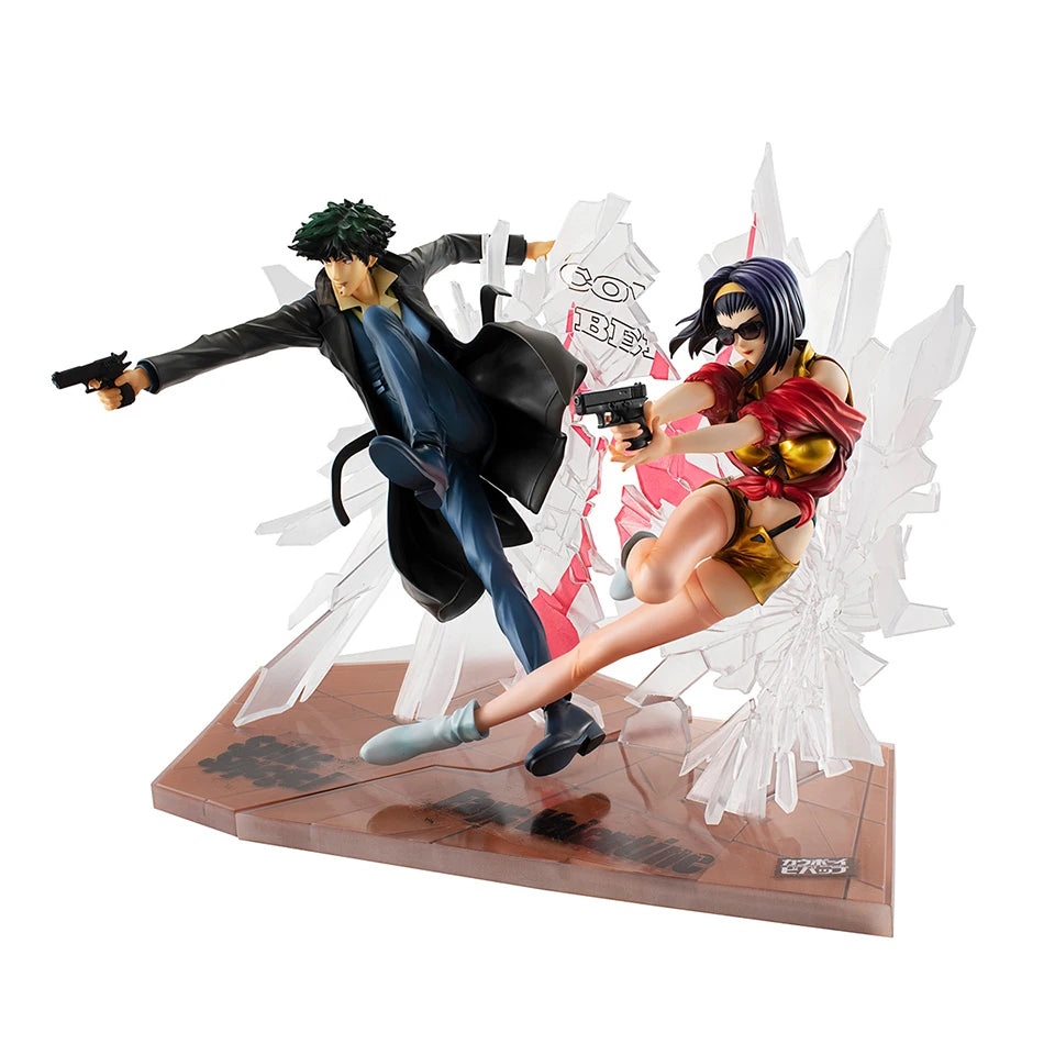 Original MegaHouse Cowboy Bebop 22 cm Spike Spiegel Faye Valentine figura de acción juguetes de modelos coleccionables para niños