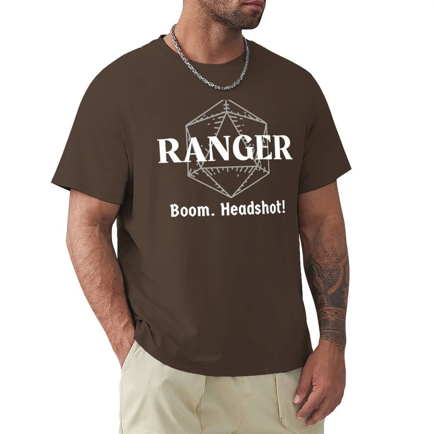 Boom Headshot Dnd Ranger Class D20 Print T-shirt plus sizes Short sleeve tee boys animal print mens funny t shirts