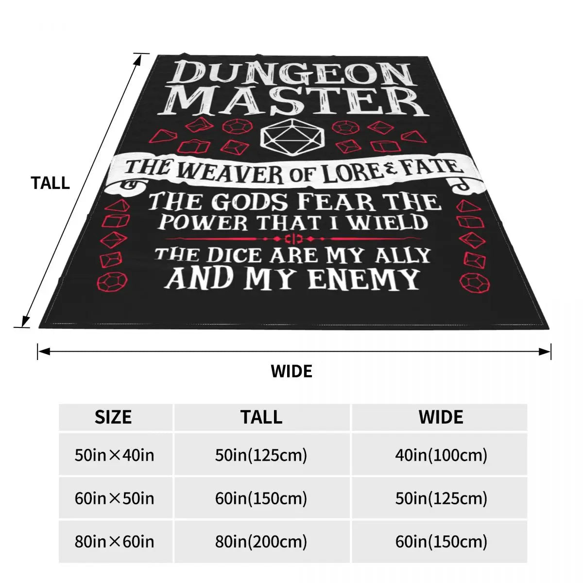 Dungeon Master The Weaver Of Lore & Fate Flannel Blanket DnD Funny Throw Blanket for Bed Sofa Couch 150*125cm Plush Thin Quilt
