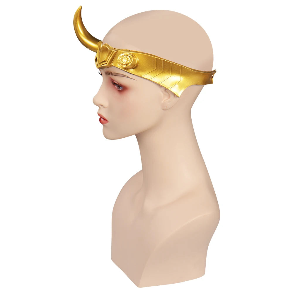 Fancy Loki Horns Mask For Men Movie Super Villain Cosplay Costume Accessories Golden Latex Helmet Man Woman Fantasy Props Gifts